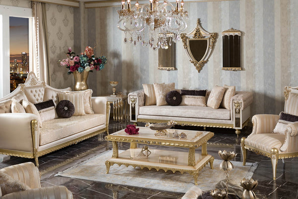 Tuvalya Cream Sofa Set