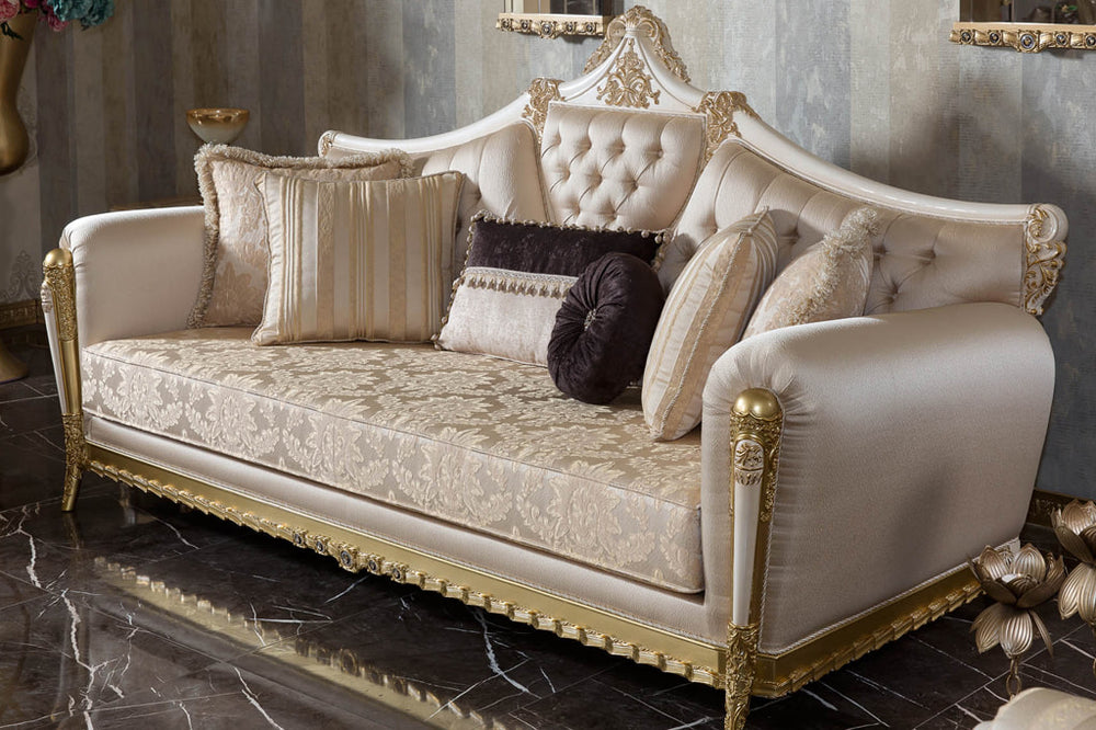 Tuvalya Cream Sofa Set