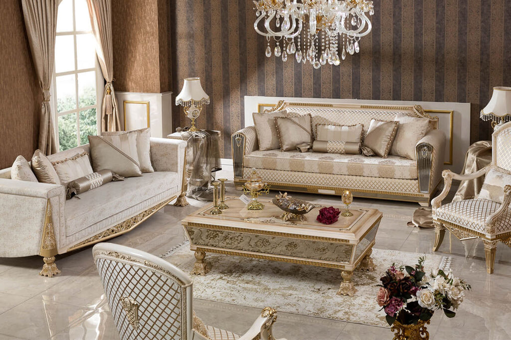 Melikşah Cream Sofa Set