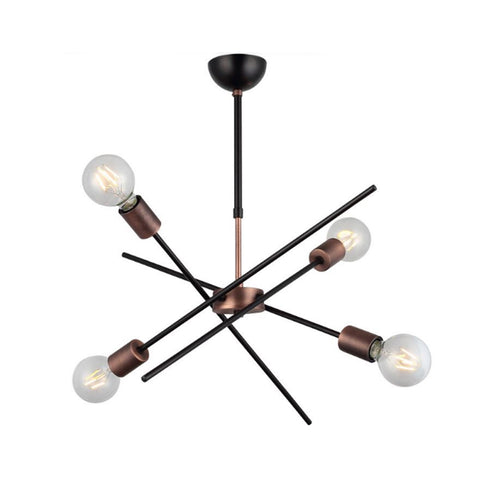 Gera Four-Arms Copper-Black Chandelier 4Xe27