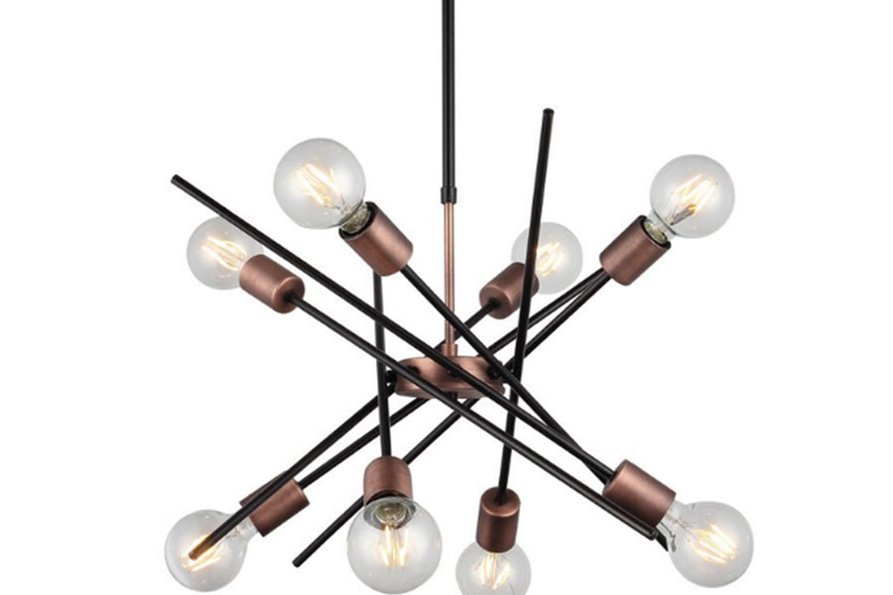 Gera Eight-Arms Copper-Black Chandelier 8Xe27