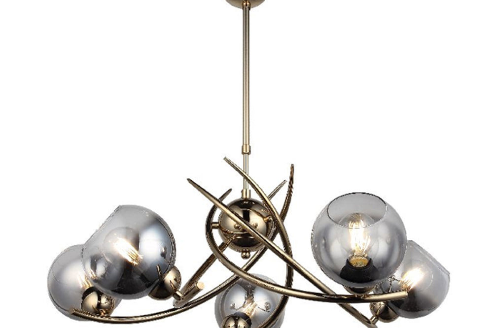 Hedra Five-Arms Golden Chandelier Chandelier 5Xe27