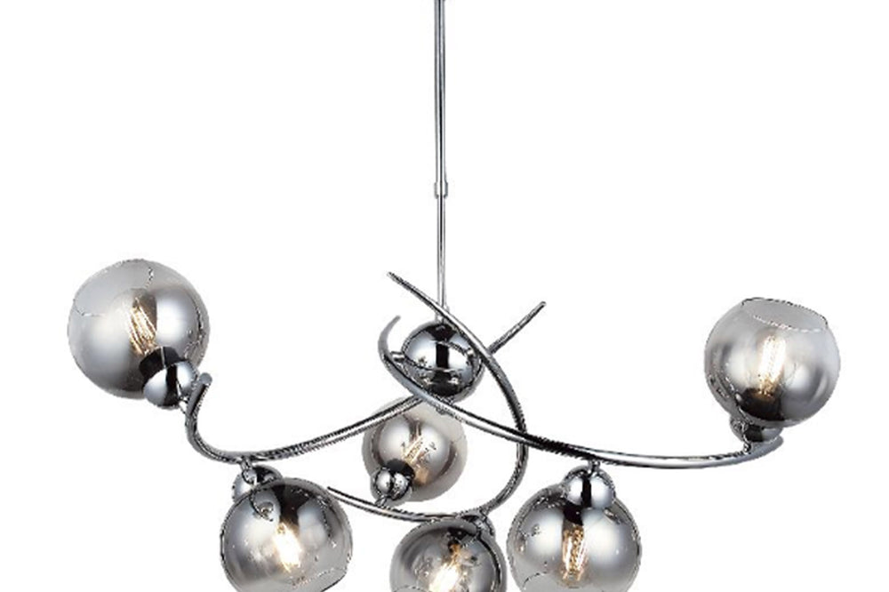 Hedra Six-Arms Chrome Chandelier Chandelier 6Xe27