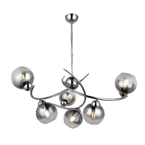 Hedra Six-Arms Chrome Chandelier Chandelier 6Xe27