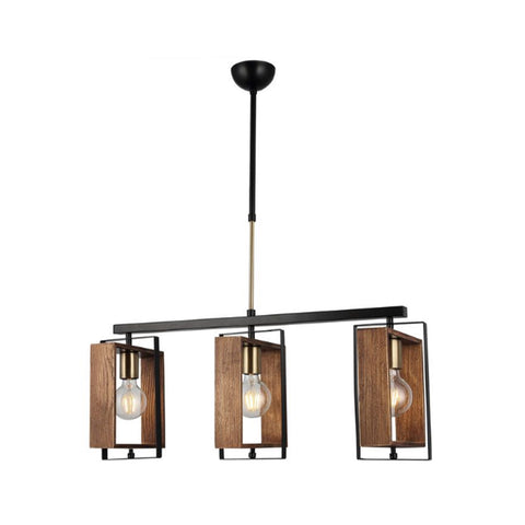 Karo Three-Arm Antique/Black Painted Lined Chandelier 3Xe27