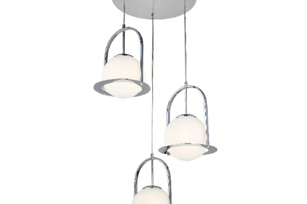 Lampon Three-Arm Chrome Chandelier 3Xe27