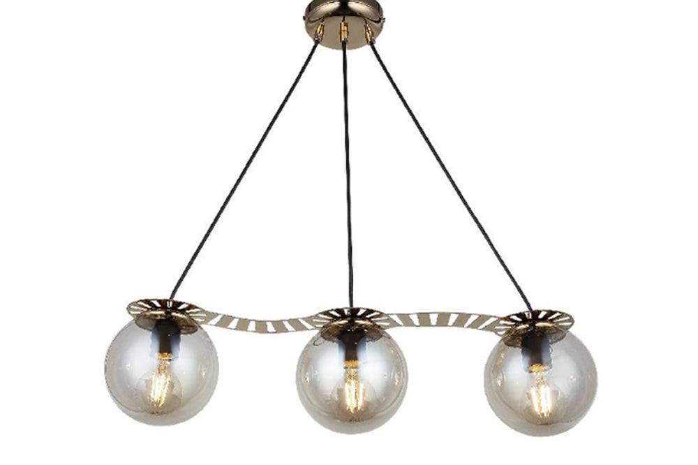 Line Three-Arm Golden Lined Chandelier 3Xe27