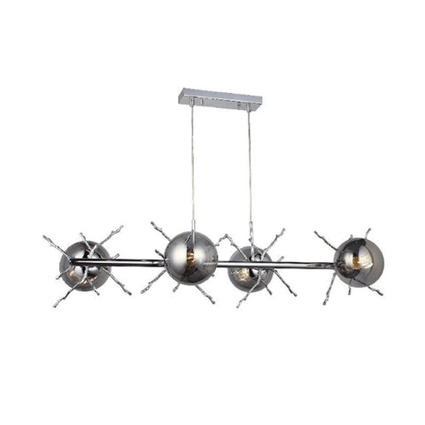 Lumeno Four-Arms Lined Chrome Chandelier 4Xe27