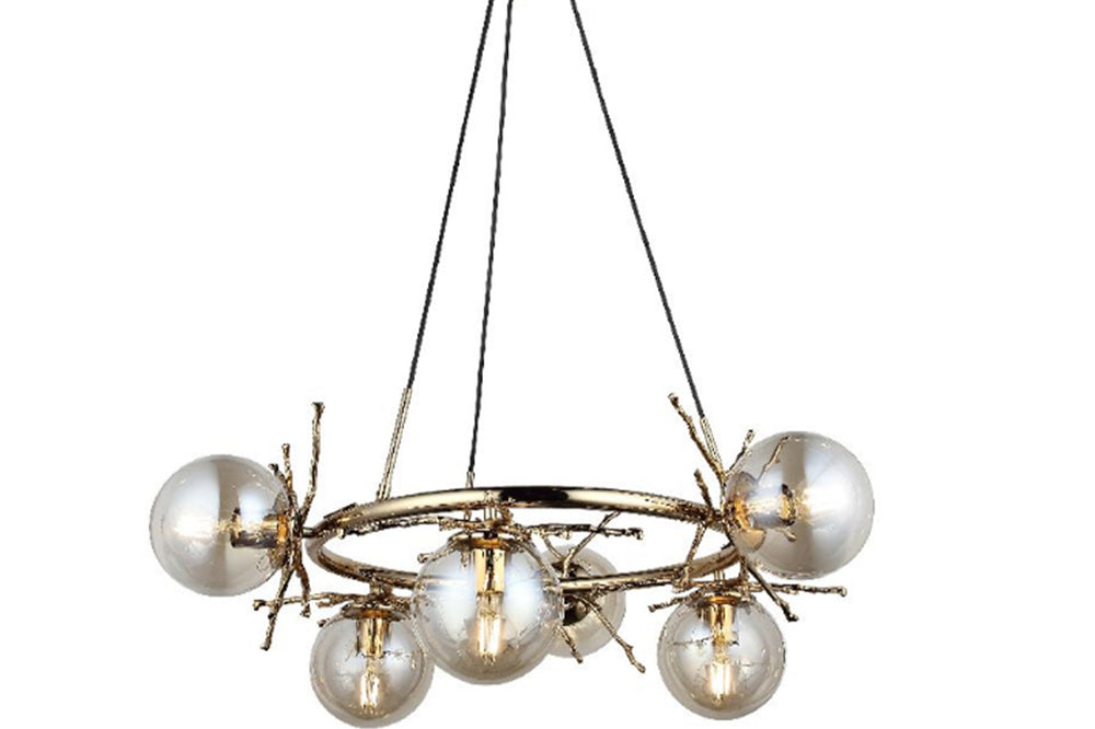 Lumeno Six-Arms Golden Chandelier 6Xe27