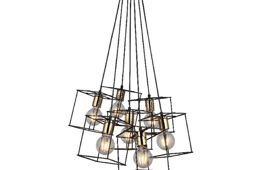 Mako Seven-Arms Black/Golden Chandelier 7Xe27