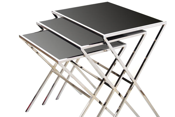 Luxroyal Marzi Chrome Nesting Table Set