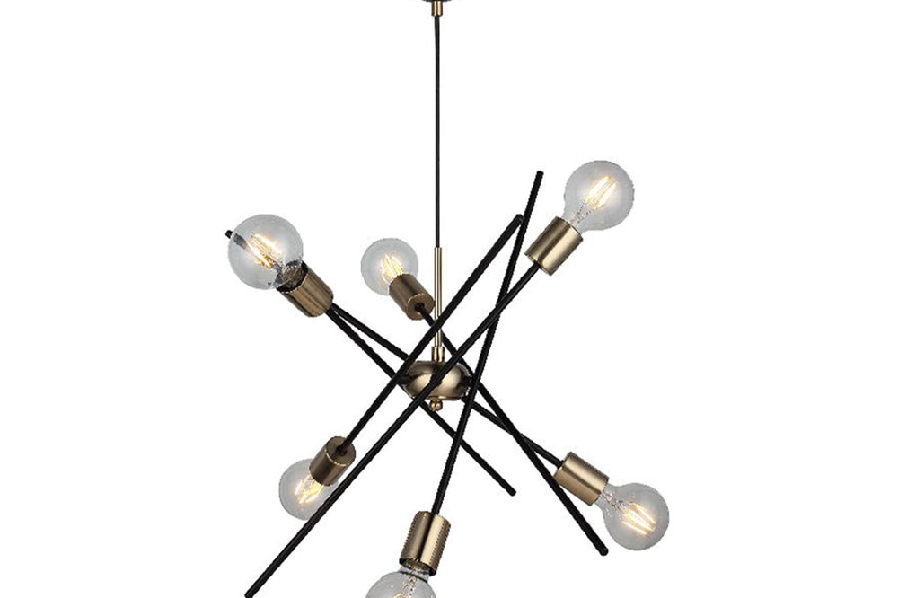 Opa Six-Arms Antique Lak-Black Chandelier 6Xe27