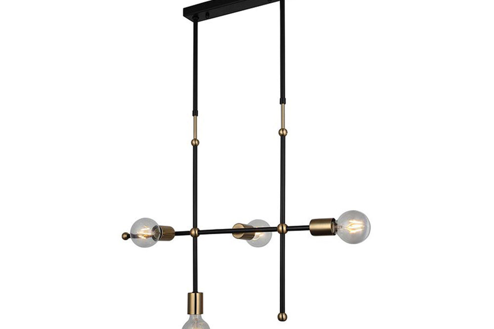 Rena Four-Arms Antique/Black Lined Chandelier 4Xe27