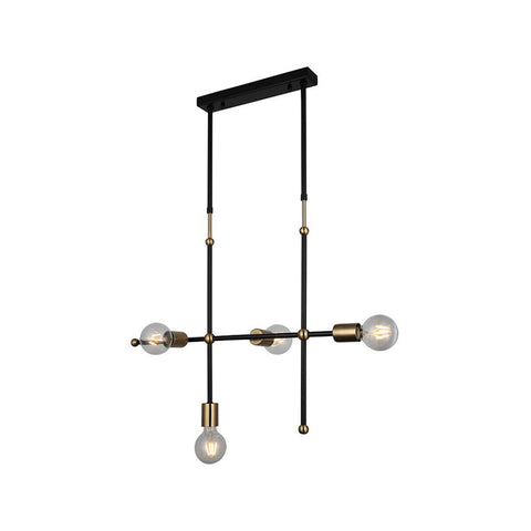 Rena Four-Arms Antique/Black Lined Chandelier 4Xe27