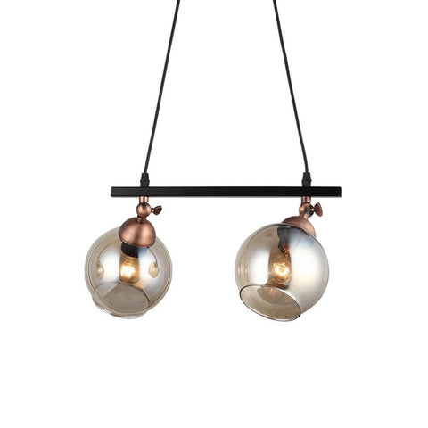 Serta Two-Arm Lined Black-Copper Chandelier 2Xe27