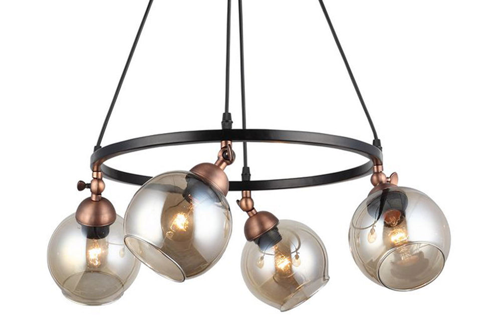 Serta Four-Arms Black-Copper Chandelier 4Xe27