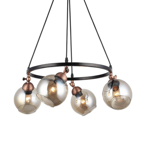 Serta Four-Arms Black-Copper Chandelier 4Xe27