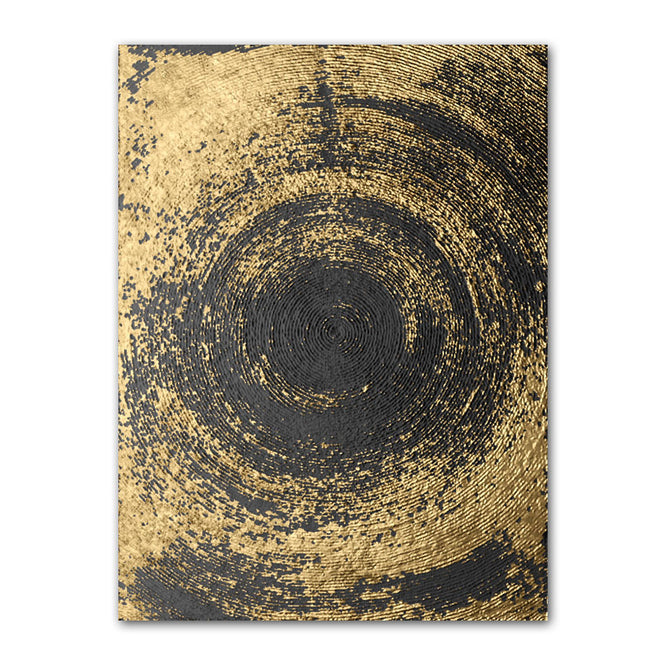 Abstract Gold Black Circle Oil Painting Textured Painting