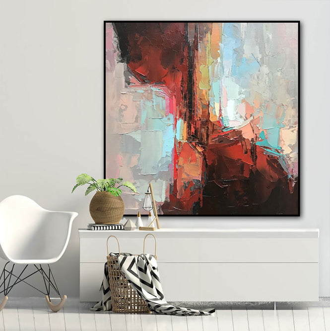 Red Tornado Abstract Oil Painting Textured Painting