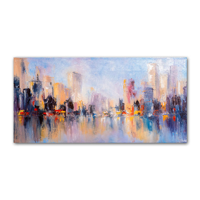 Abstract Orange City Oil Painting Textured Painting