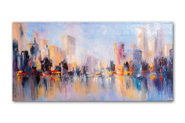 Abstract Orange City Oil Painting Textured Painting