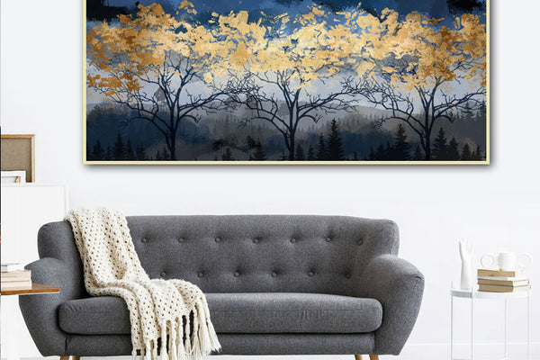 Gold Leaf Trees Oil Painting Textured Painting