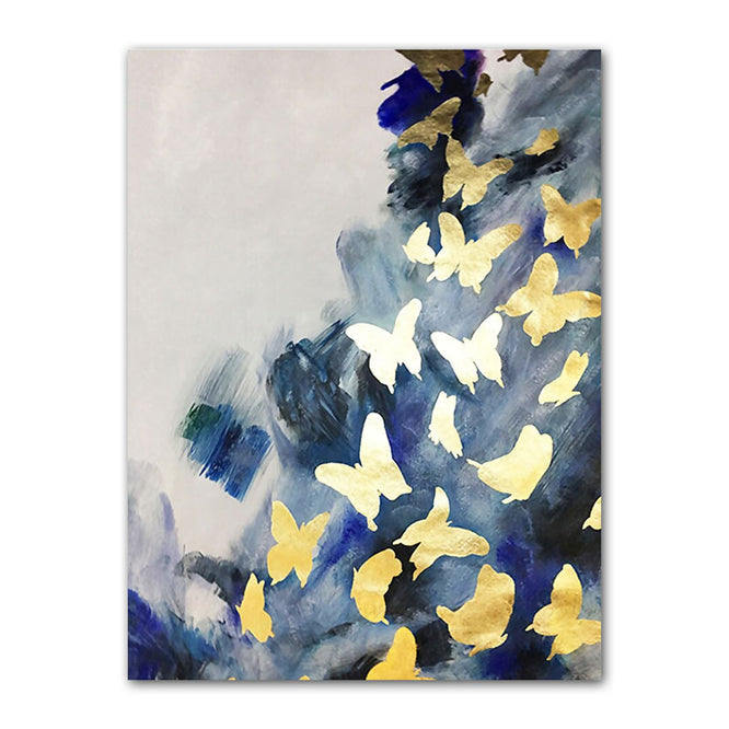 Abstract Golden Butterflies Oil Painting Textured Painting