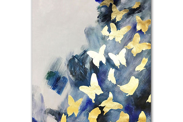 Abstract Golden Butterflies Oil Painting Textured Painting