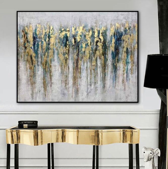 Golden Rain Abstract Oil Painting Textured Painting