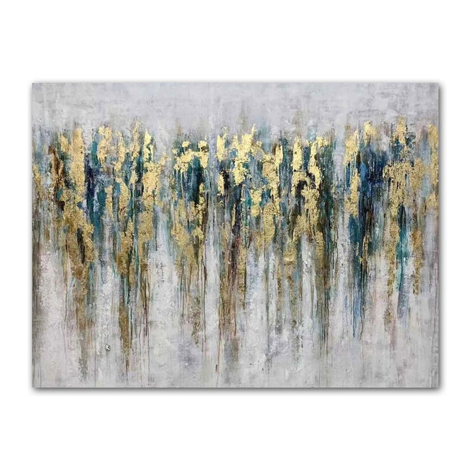 Golden Rain Abstract Oil Painting Textured Painting