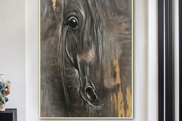 Gold Leaf Horse Abstract Oil Painting Textured Painting