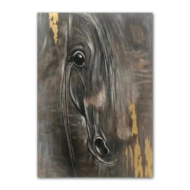 Gold Leaf Horse Abstract Oil Painting Textured Painting