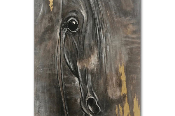 Gold Leaf Horse Abstract Oil Painting Textured Painting