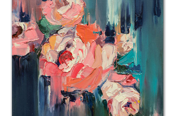 Abstract Pink Rose Oil Painting Textured Painting