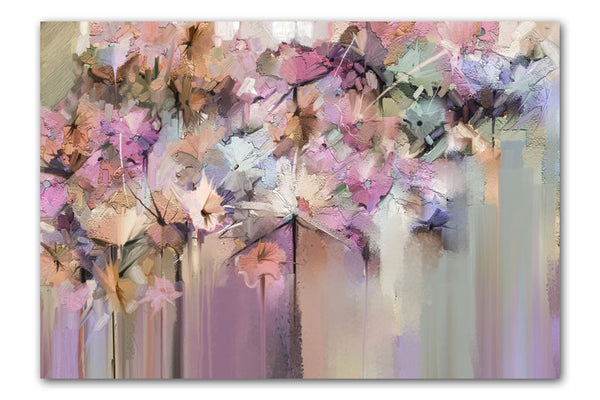 Abstract Lilac Flowers Oil Painting Textured Painting